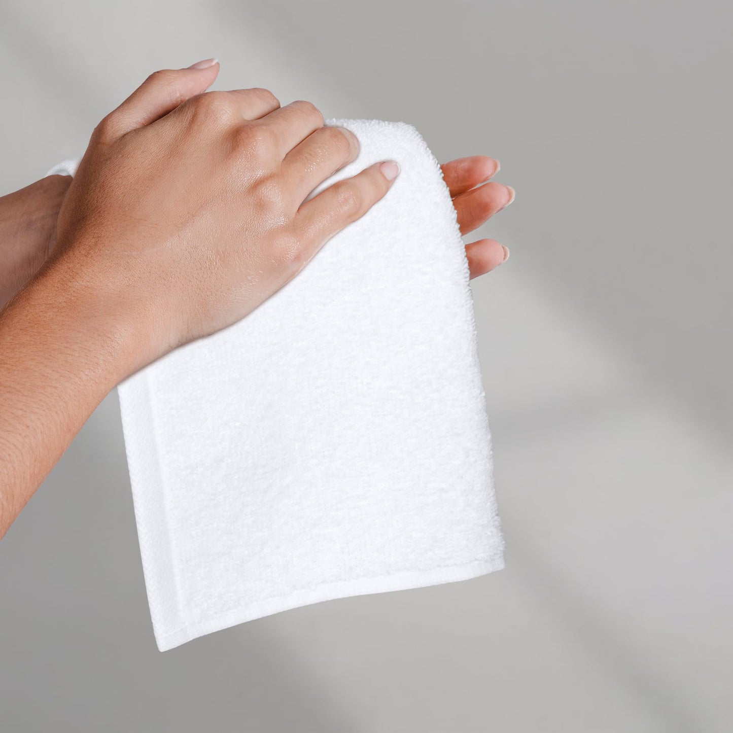 Amazon Basics Cotton Washcloths, Fast Drying, Soft & Highly Absorbent, Machine Washable Bathroom Towels, 12x12 in, White, 24-Pack