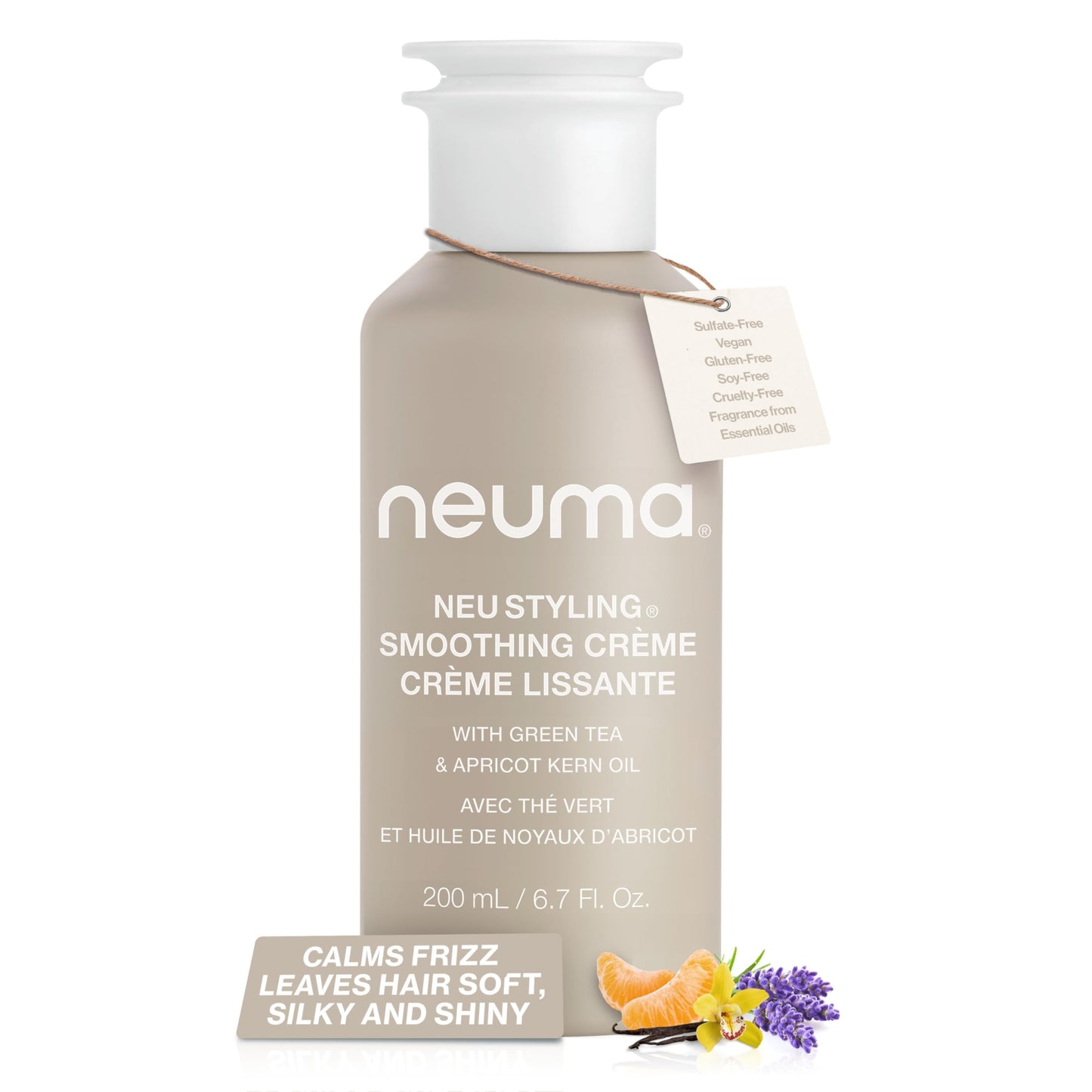 Neuma Neu Styling Smoothing Crème 6.7 Fl. Oz. Anti-Frizz Styling Cream with Lavender, Mandarin & Vanilla Scent, Hair Smoothing Cream