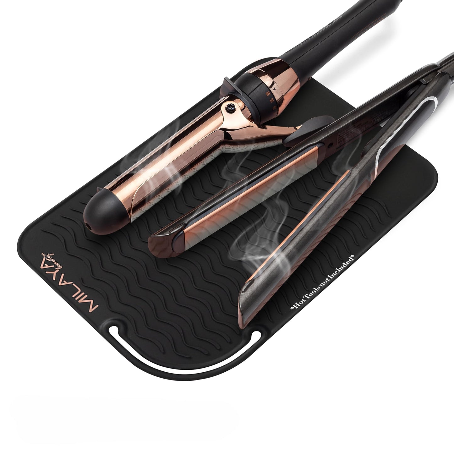 Milaya Beauty Vanity Accessories Heat Resistant Mat - Silicone Flat Iron & Curling Iron Holder, Non-Slip Vanity Mat & Hot Tool Mat for Home, Salon, or