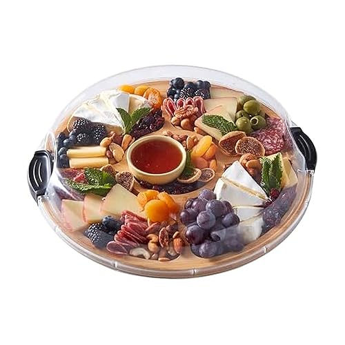 FARBERWARE Build-a-Board Cutting Board with Five Compartments and Clear Locking Lid for Charcuterie, Snacks, and More, Bamboo