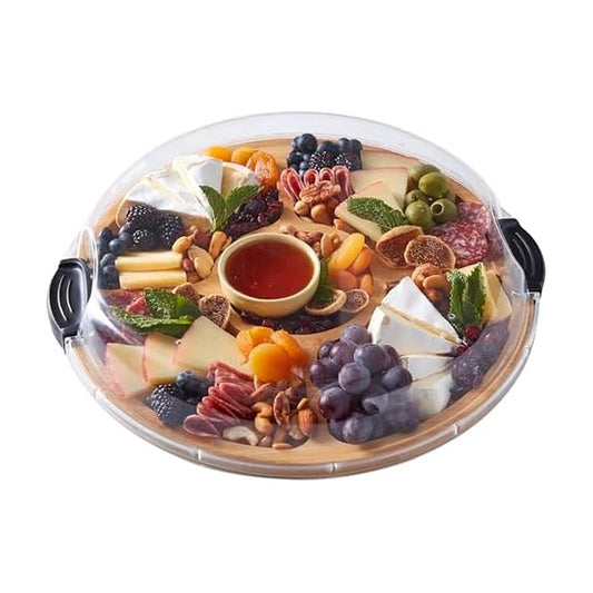 FARBERWARE Build-a-Board Cutting Board with Five Compartments and Clear Locking Lid for Charcuterie, Snacks, and More, Bamboo