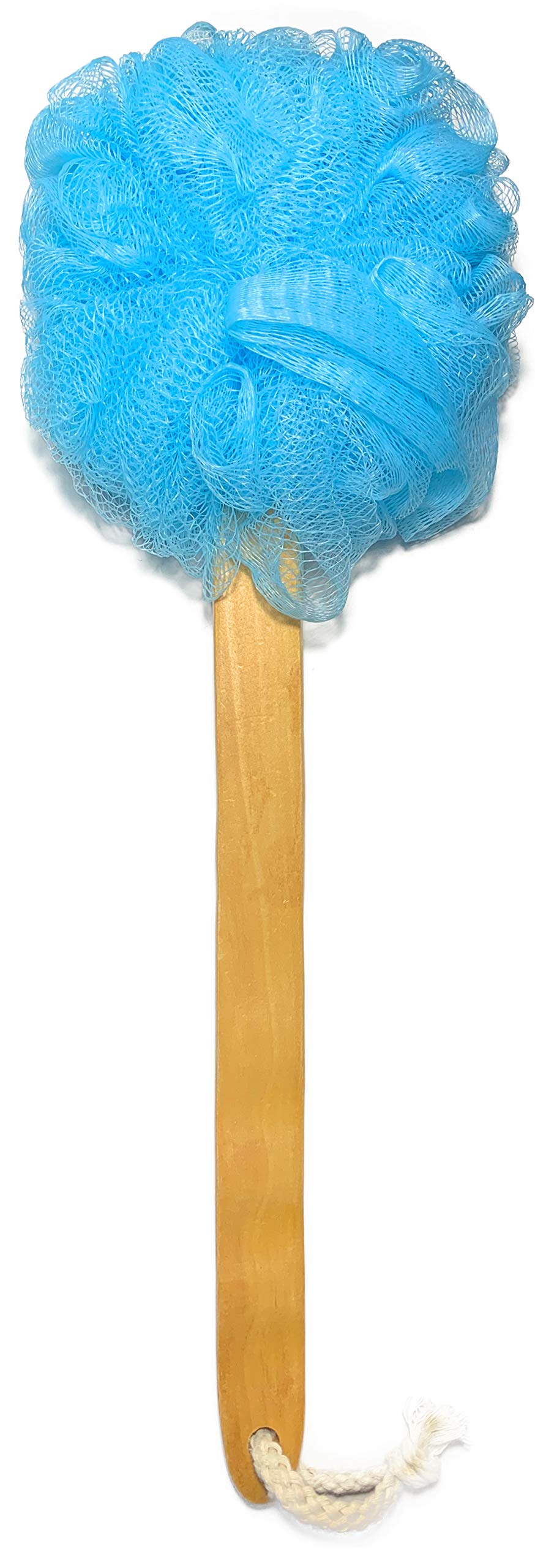 3 Pack Exfoliating Loofah luffa loofa Bath Back Brush On a Stick - Long Wooden Handle with Radian is Ergonomic for Men and Women - Shower Sponge Body