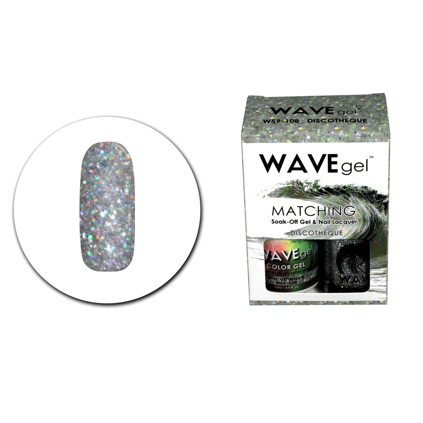 WAVEGEL Soak-0ff Gel & Nail Lacquer Matching Duo Set - Discotheque - W59108-59108 I 0.5 Oz Beauty & Personal Care WAVE gel
