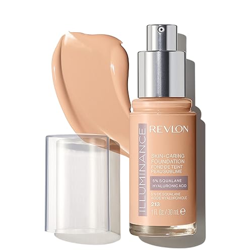 Revlon Illuminance Skin-Caring Liquid Foundation, Hyaluronic Acid, Hydrating and Nourishing Formula with Medium Coverage, 213 Light Natural, 1 fl oz