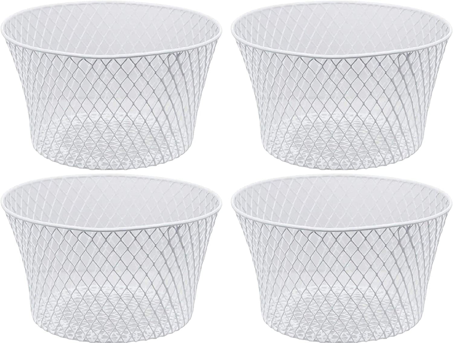 Small Metal Rectangular, Oval and Round Wire Baskets with or without Handles, Black and White, 4-ct Sets (Oval White Without Handles)