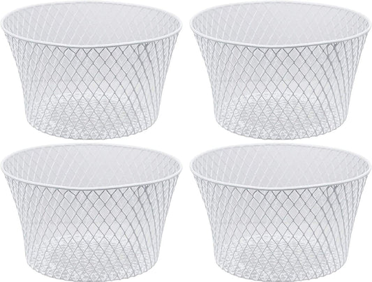 Small Metal Rectangular, Oval and Round Wire Baskets with or without Handles, Black and White, 4-ct Sets (Oval White Without Handles)