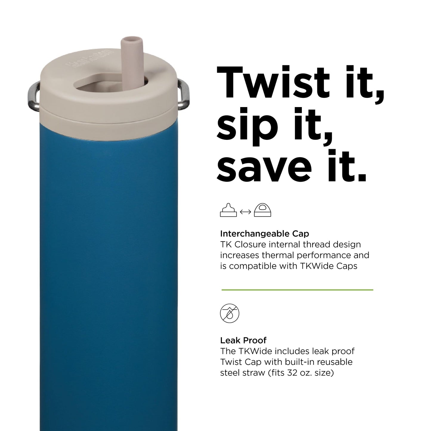 Klean Kanteen 20oz TKWide Insulated Water Bottle with Twist Cap - Corsair