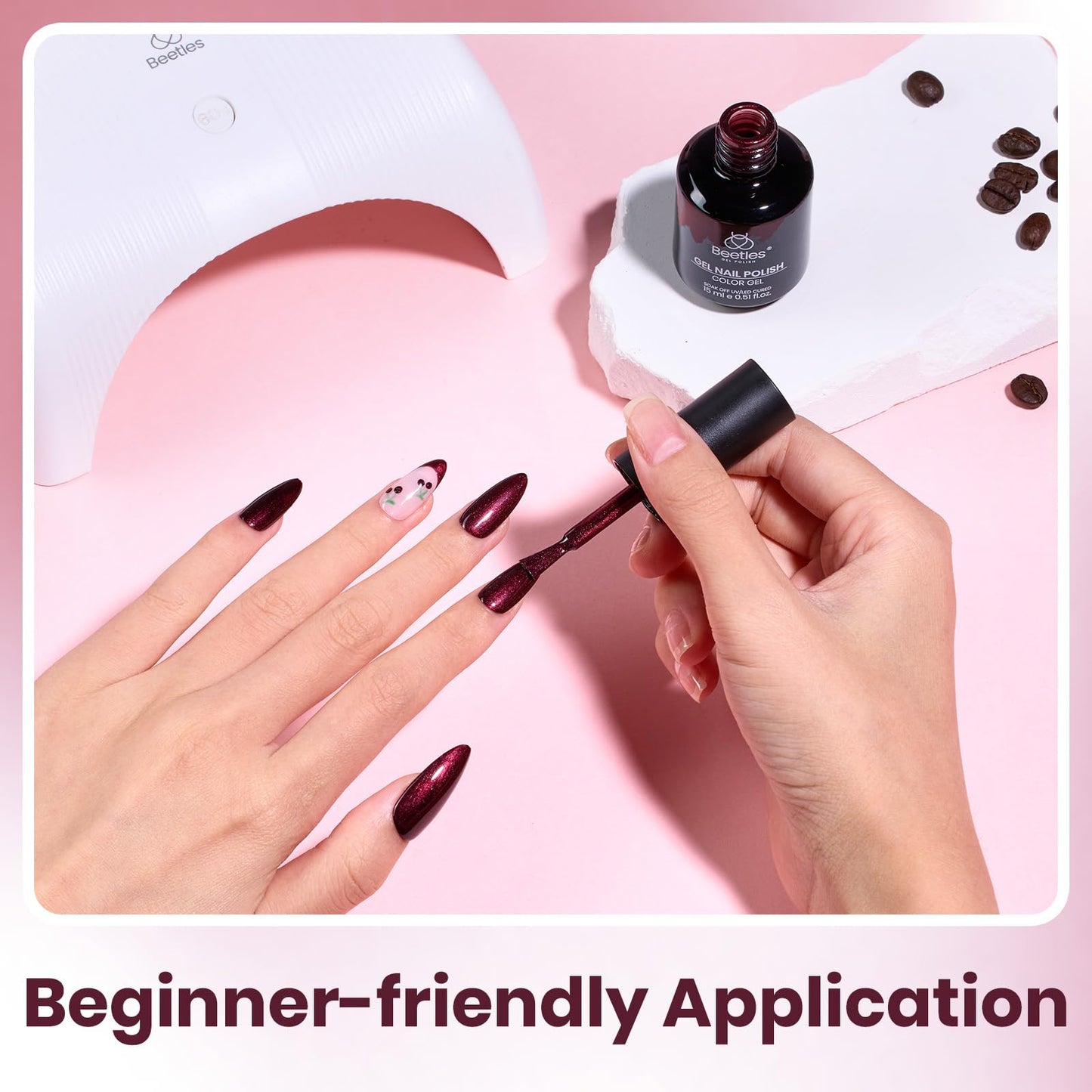 Beetles Burgundy Glitter Gel Polish - Cherry Mocha Red Wine Color Gel, 15ML Polish Soak Off UV LED Nail Art Starter Manicure Salon DIY at Home Beauty and Personal Care beetles Gel Polish