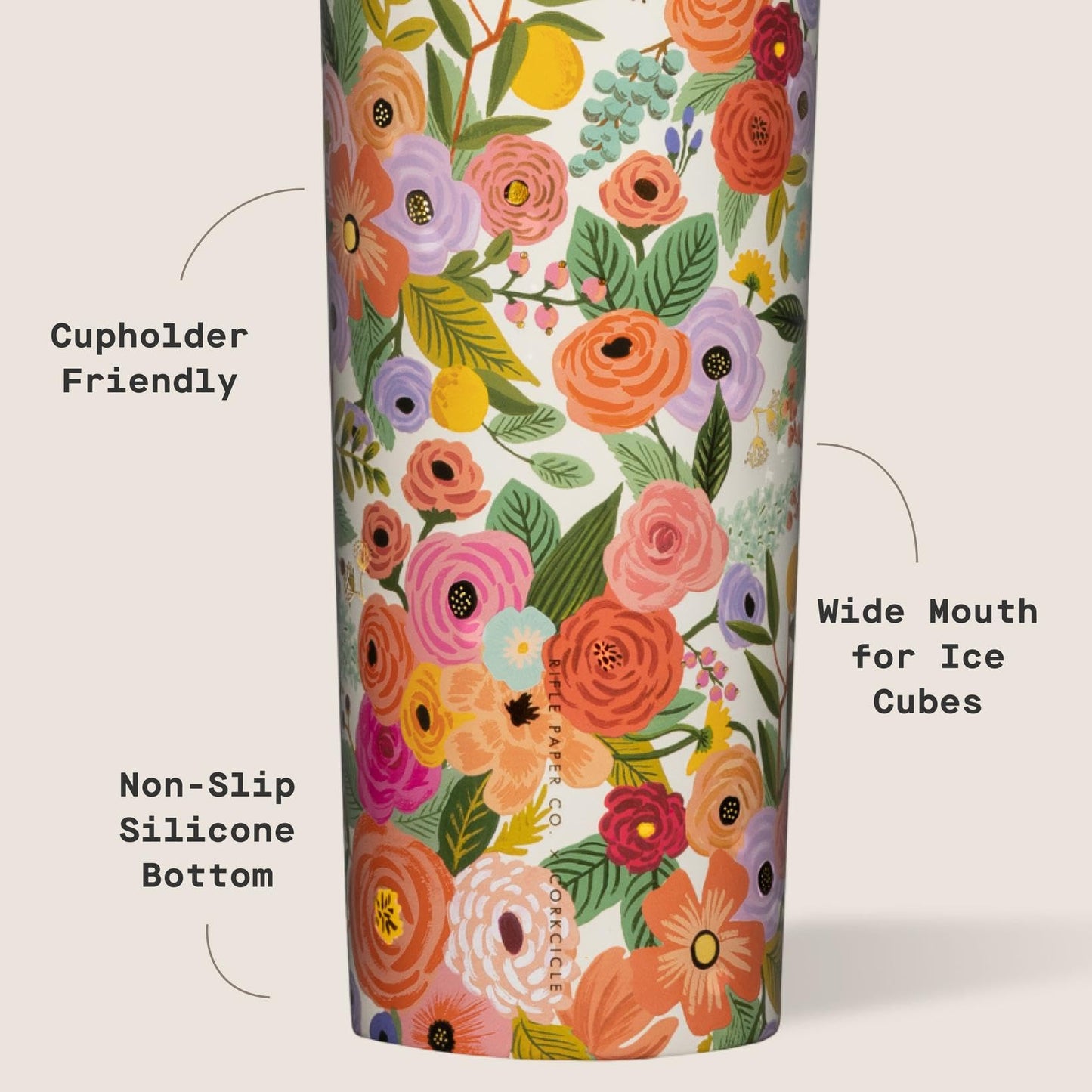 Corkcicle x Rifle Paper Sport Canteen - Keeps Drinks Cold 25 Hours - Stainless Steel - Triple-Insulated - Spill-Proof - Gift for Mom - Great…