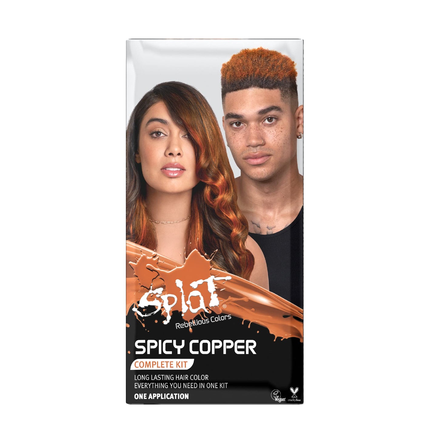 Splat Spicy Copper Semi Permanent Hair Dye Kit with Bleach, 1 Application, Includes Copper Orange Hair Dye, Oxide & Bleach Powder, Vegan & Cruelty