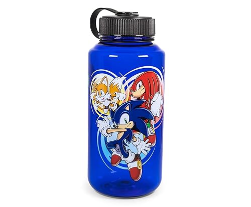 JUST FUNKY Sonic The Hedgehog Character Water Bottle | BPA-Free Large Plastic Water Jug With Screw Top Lid | Hydration For Outdoor Sports, Gym, Yoga
