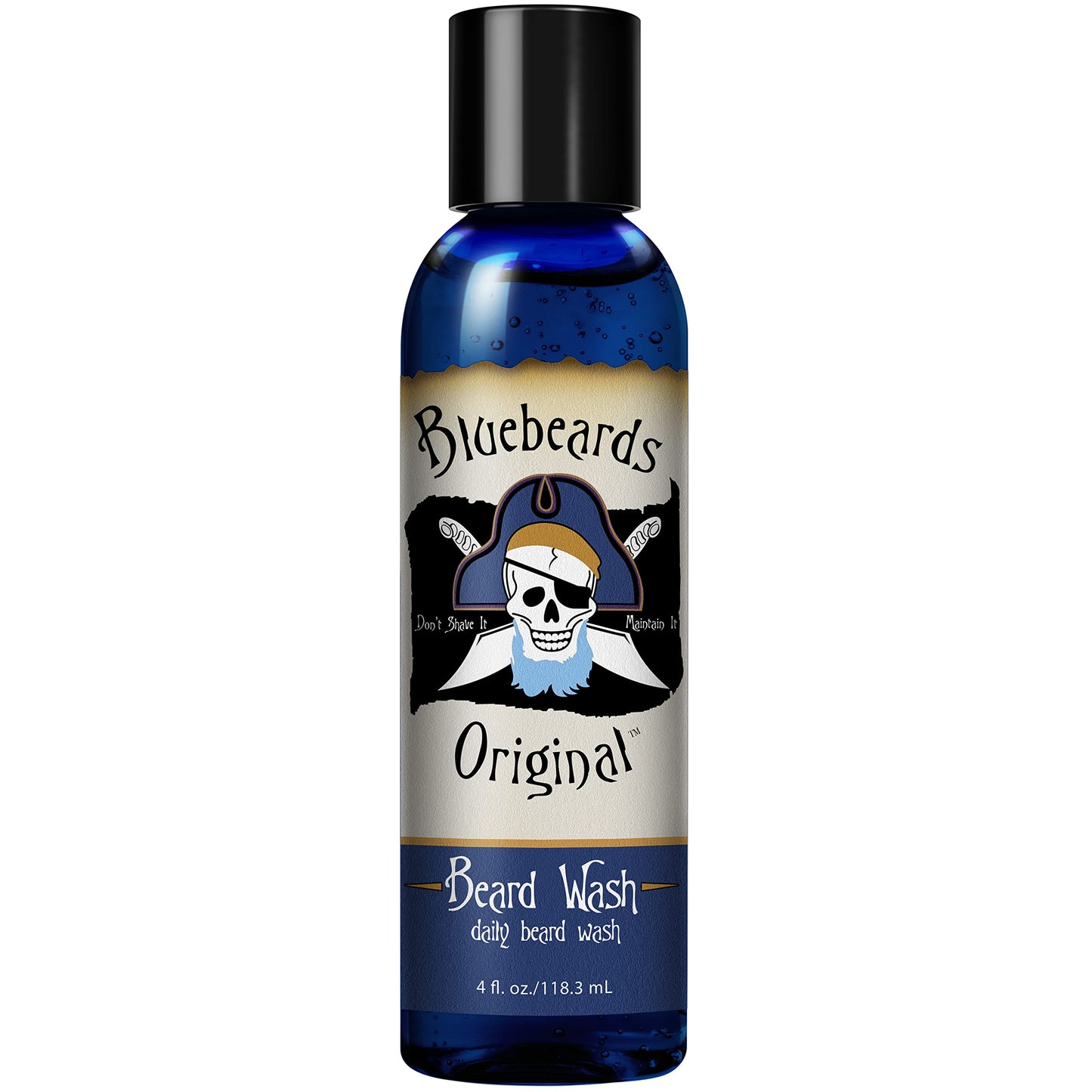 Beard Wash for Men - 4 oz Bluebeards Original Natural Beard Wash and Beard Moisturizer, Infused with Aloe & Lime - Deeply Cleans, Softens,