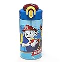 Zak Designs 16oz Kids Durable Plastic Spout Cover and Built-in Carrying Loop, Leak-Proof Water Bottle Design for Travel (16 oz, Paw Patrol