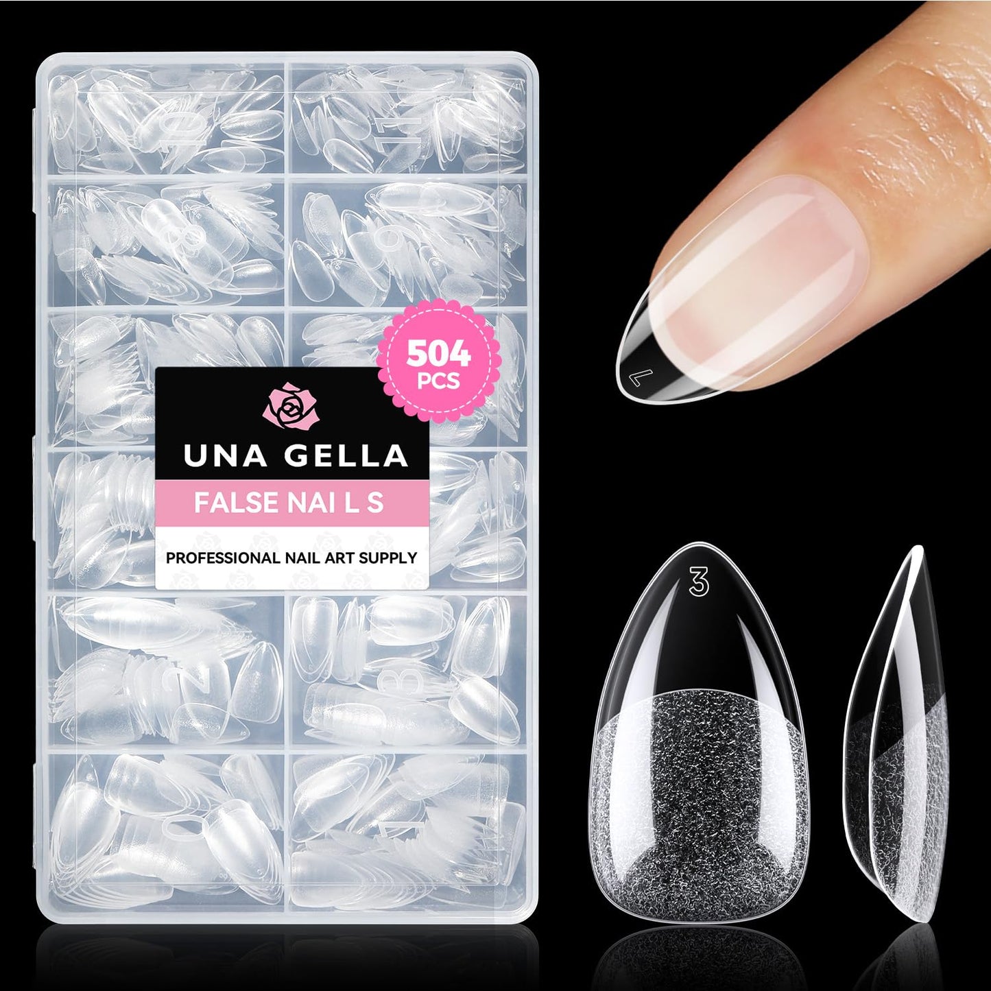 UNA GELLA Short Almond Nail Tips: 504PCS Short Fake Nails Soft Press On Gel Nail Tips Pre Shaped Almond Shape Home Nail Extension Full Cover, 12 Sizes Beauty and Personal Care UNA GELLA Default Title