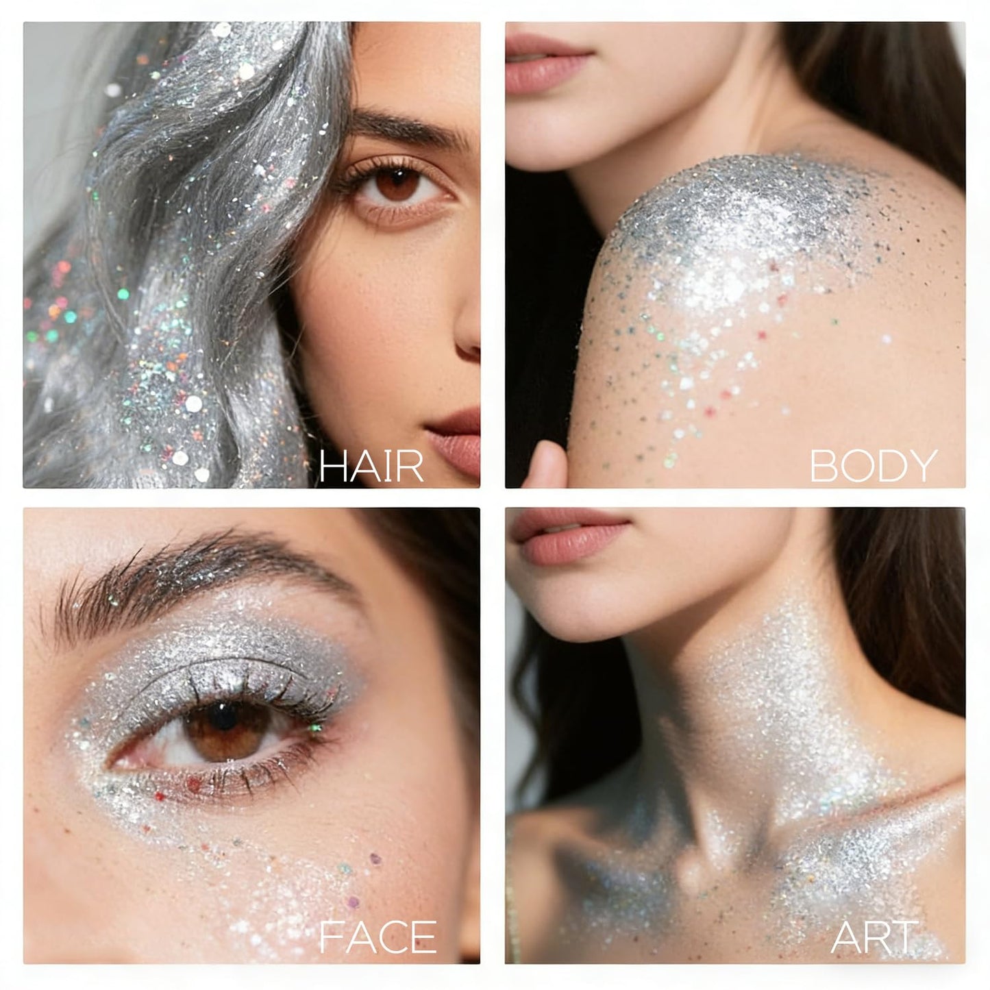 Holographic Mermaid Glitter Makeup Kit: 2-in-1 Body & Face Stick & Loose Powder with Built-in Brush for Festival, Rave, Concert, Carnival | Shimmery