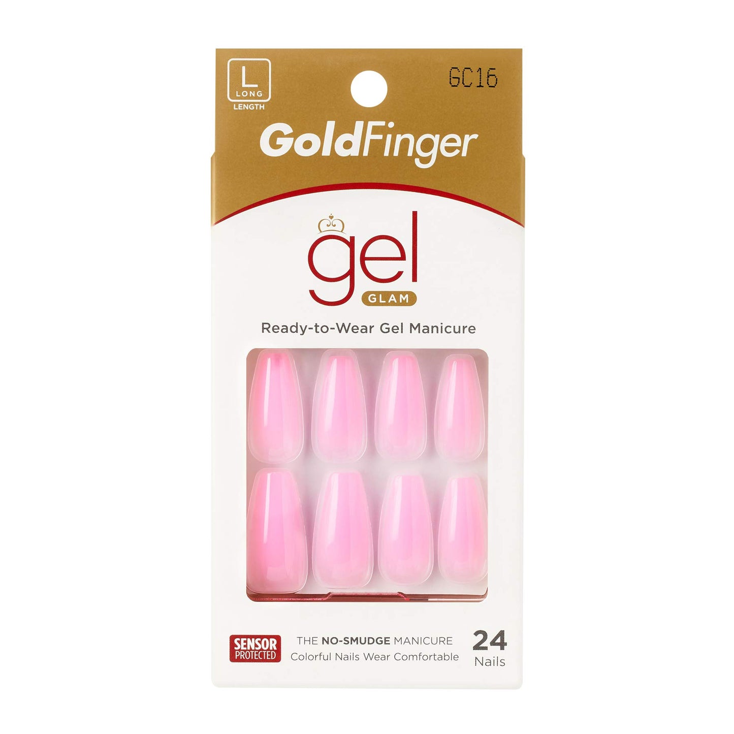 Gold Finger Full Cover Nails Press On 24 Nails Long Length