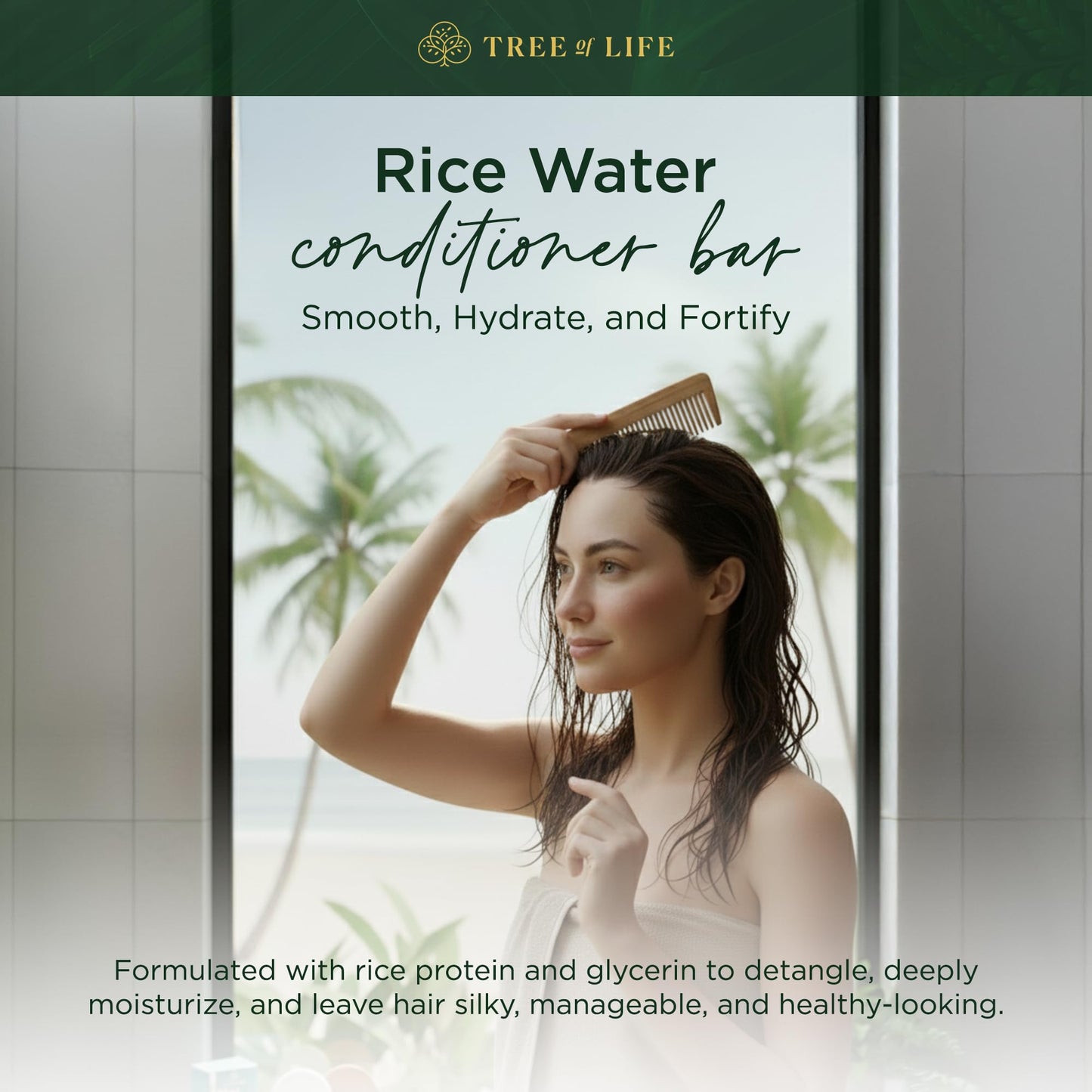 Tree of Life Rice Water Shampoo Bar and Conditioner Bar Set - Sulfate Free Hair Care That Strengthens, Repairs, and Delivers Frizz Control with Silky
