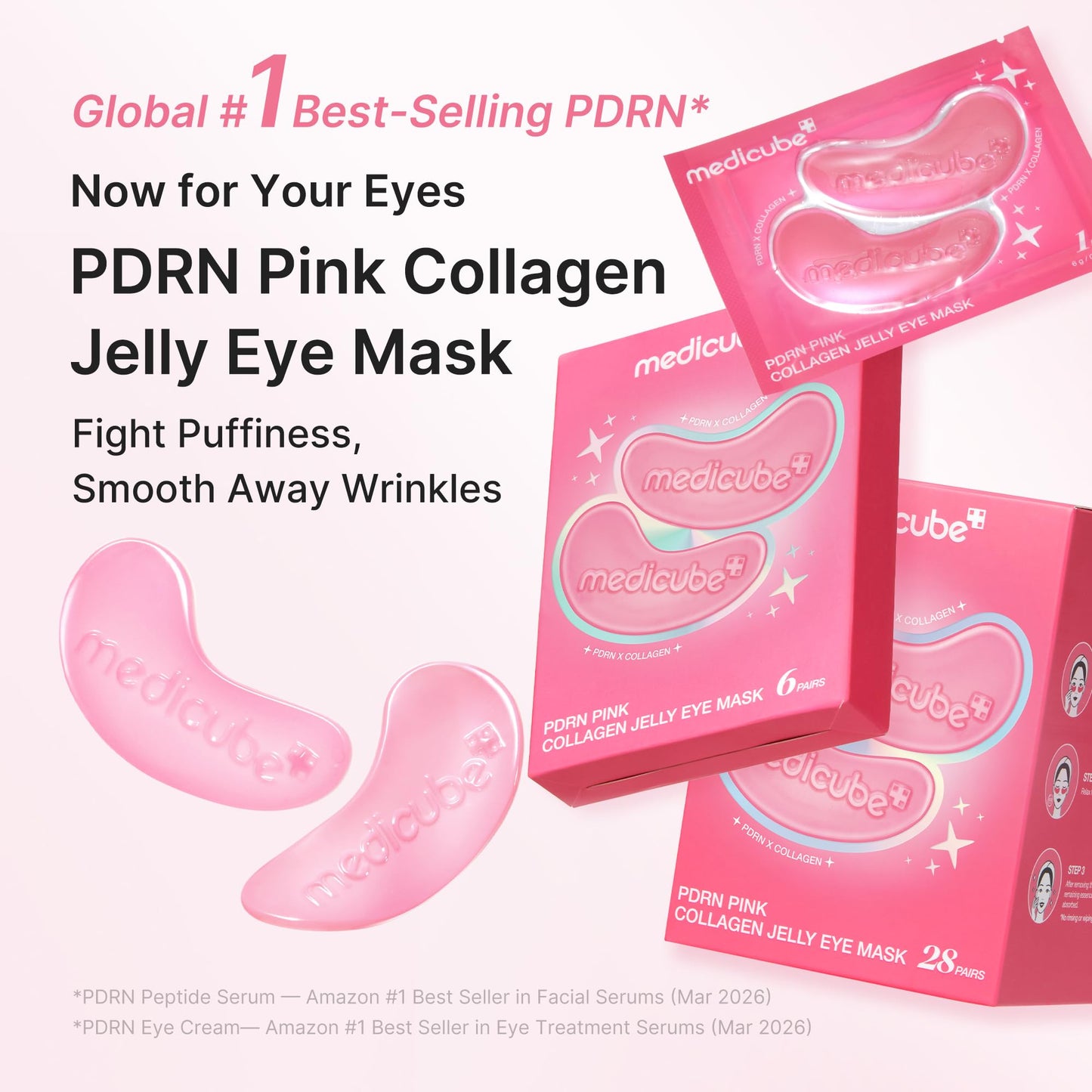 medicube Jelly Eye Mask PDRN Pink Collagen | Hydrogel Eye Patches with PDRN, Collagen, NAD | Refreshing for Puffy, Tired Eyes | Firming for Look Beauty and Personal Care medicube