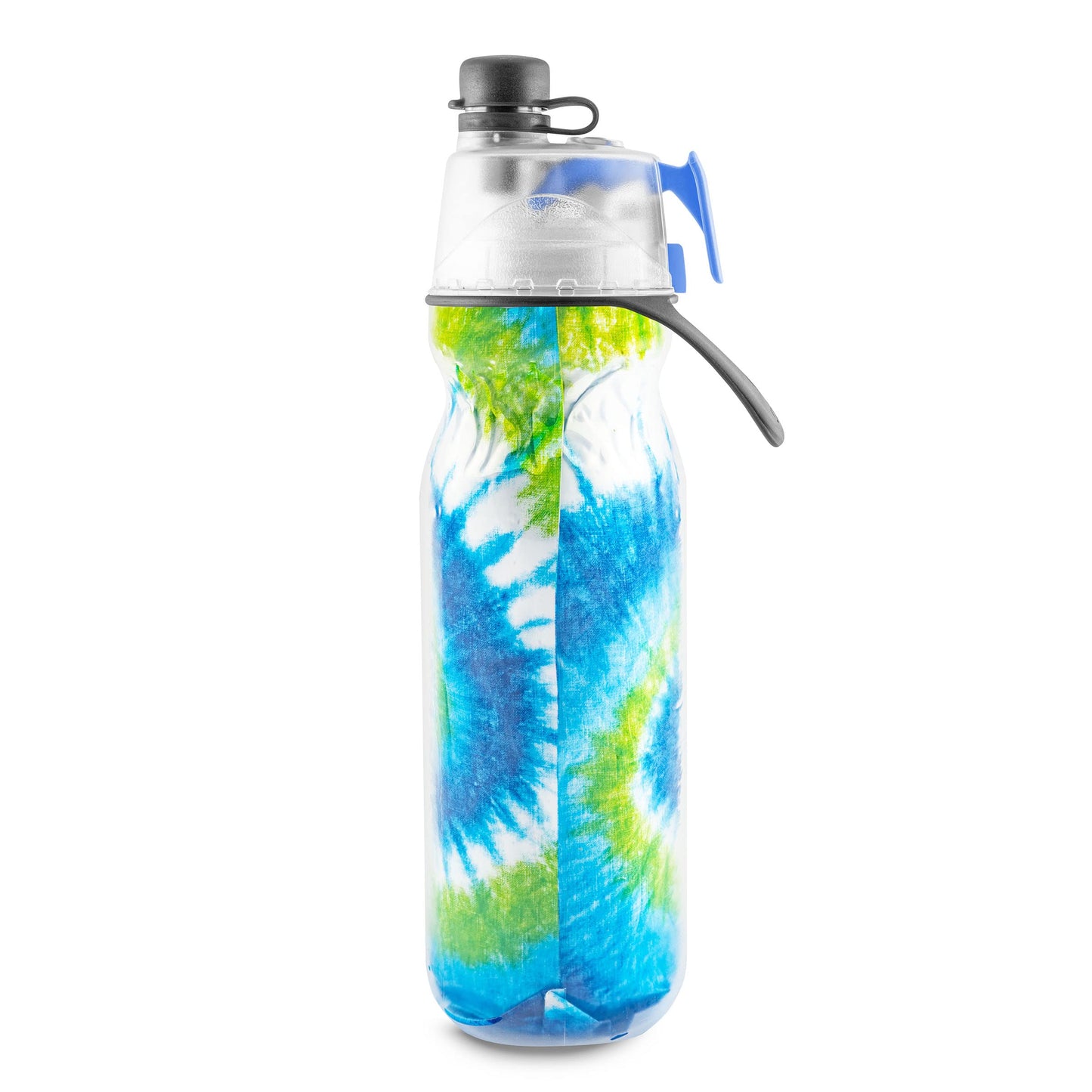 O2COOL Mist 'N Sip Misting Water Bottle 2-in-1 Mist And Sip Function With No Leak Pull Top Spout Reusable Sports Water Bottle - 20 oz (Tie Dye Blue)