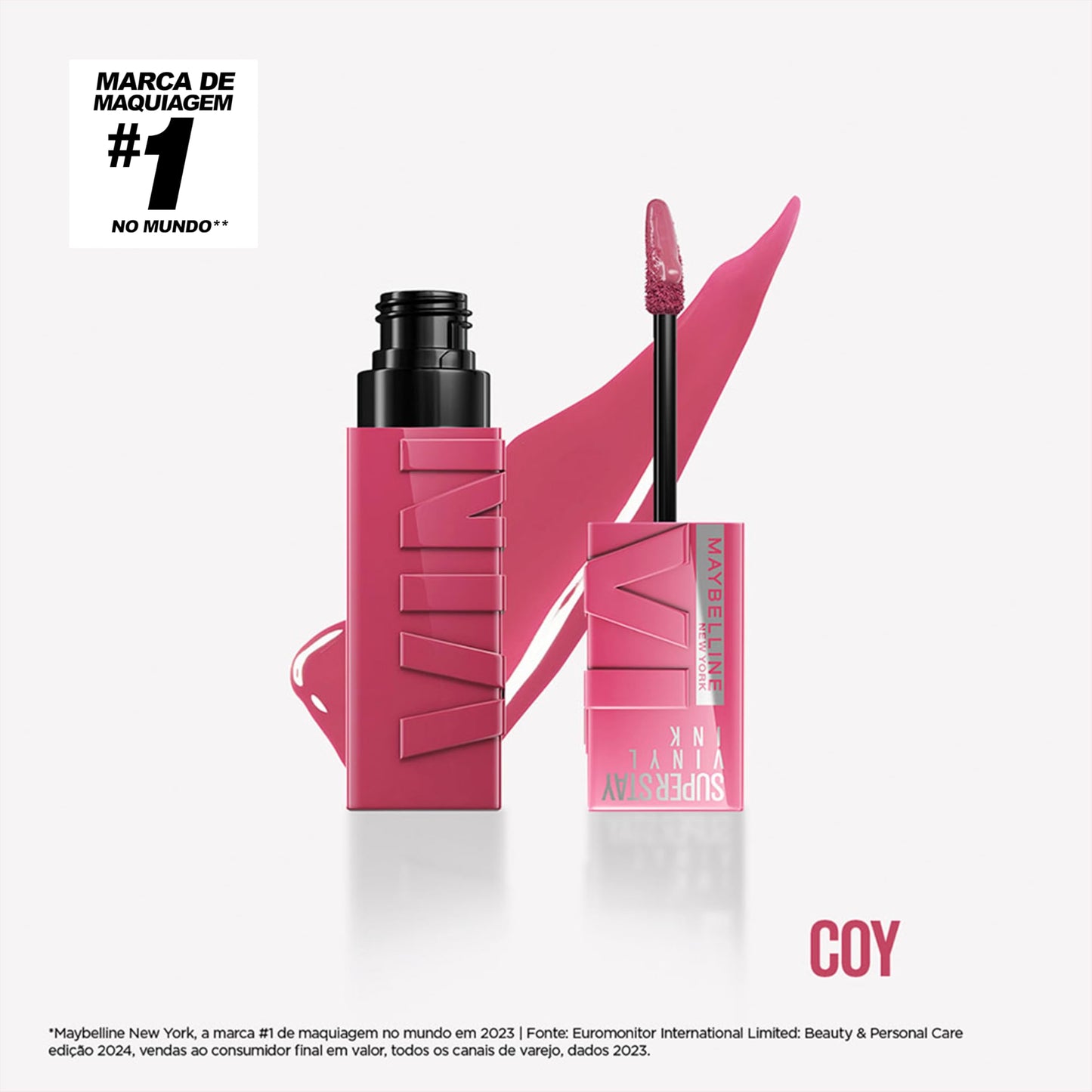 Maybelline Super Stay Vinyl Ink Longwear No-Budge Liquid Lipcolor Makeup, Highly Pigmented Color and Instant Shine, Coy, Rose Mauve Nude Lipstick,