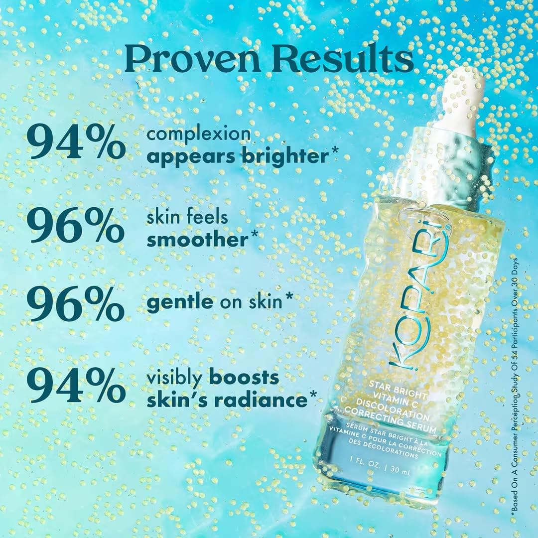 Kopari Star Bright Vitamin C Discoloration Correcting Serum with Kakadu Plum & Niacinamide, Brighter Complexion, Soothe & Diminish Dull Skin, 1.7oz