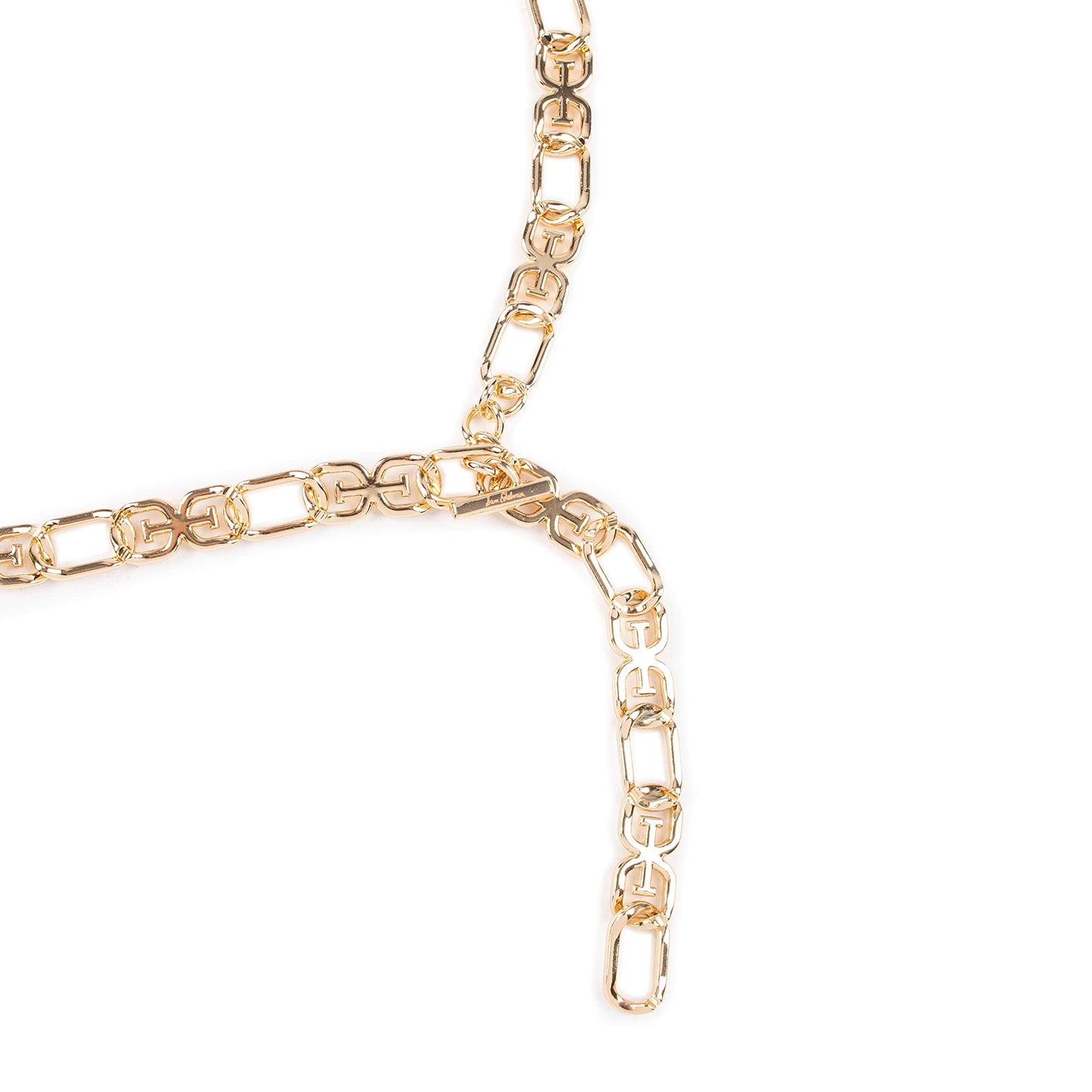 Sam Edelman Women's Fully Adjustable Double-E Logo Chain Link Dress Belt, Gold, Large