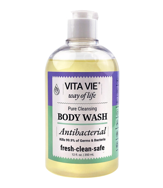 VITA VIE Body Wash, Lemon Scent, Antibacterial Soap for Hands and Forearms With Hazel, Willow Bark Extract, and Tea Tree Oil, Clean Nourishing Beauty & Personal Care VITA VIE