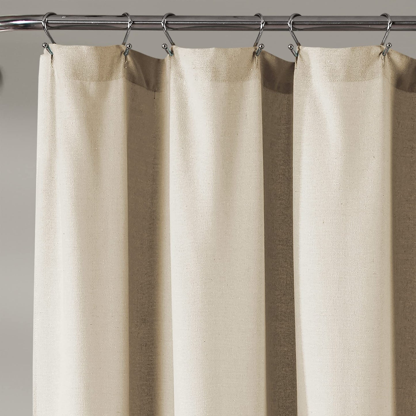 Lush Decor Linen Button Shower Curtain, 72" W x 72" L, Linen - Neural Shower Curtain Fabric - Bathroom Curtain - Farmhouse Bathroom Decor