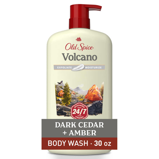 Old Spice Cleansing Body Wash for Men, 24/7 Shower Fresh with Lasting Scent, Exfoliate & Moisture, Gentle on Skin, Vitamin B3, Volcano with Dark Cedar Beauty & Personal Care Old Spice