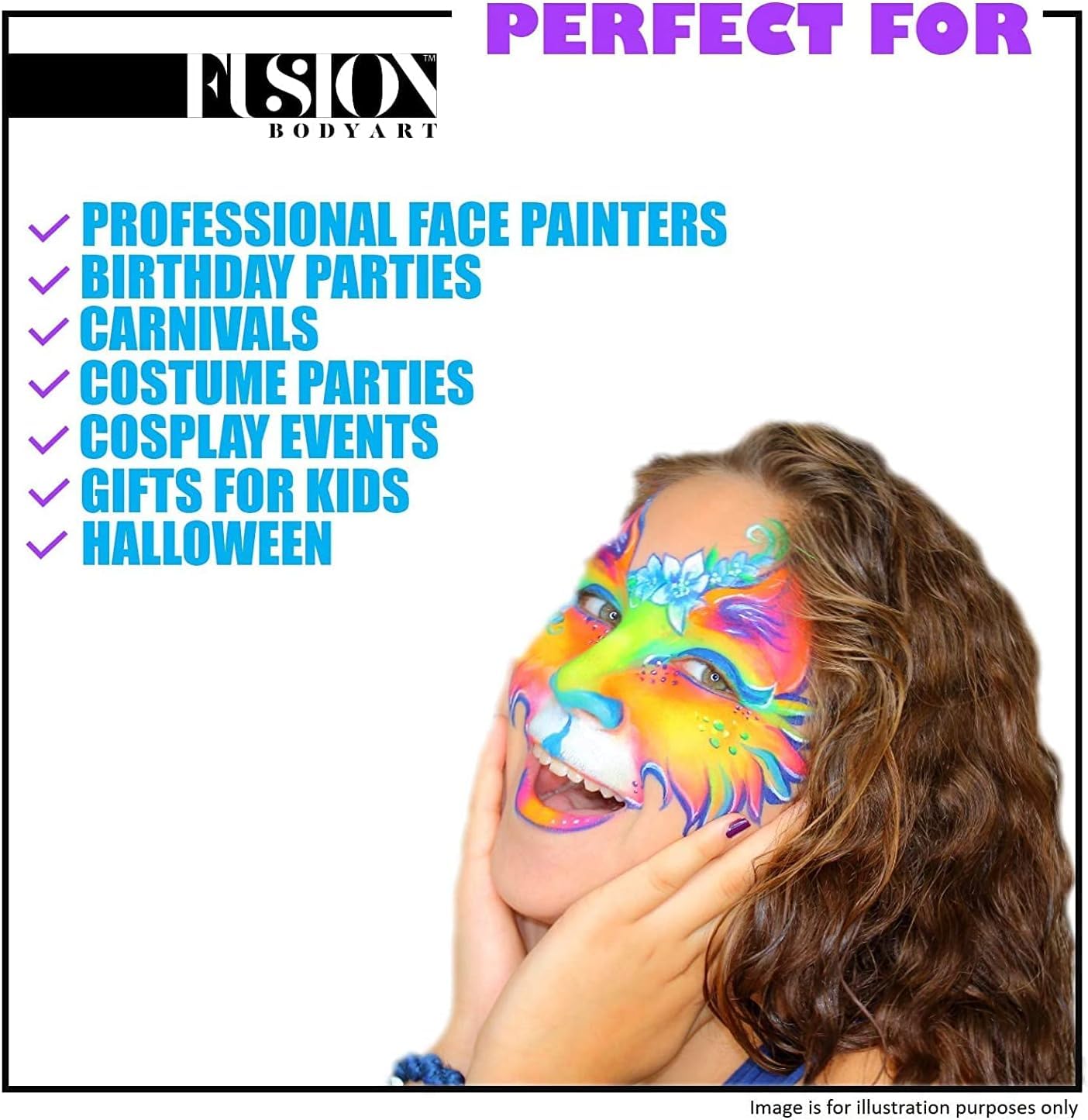 Fusion Body Art Face Paint | PRO Paraffin White (32gm), Professional Quality Water Activated Face and Body Paint Supplies Single Makeup Cake