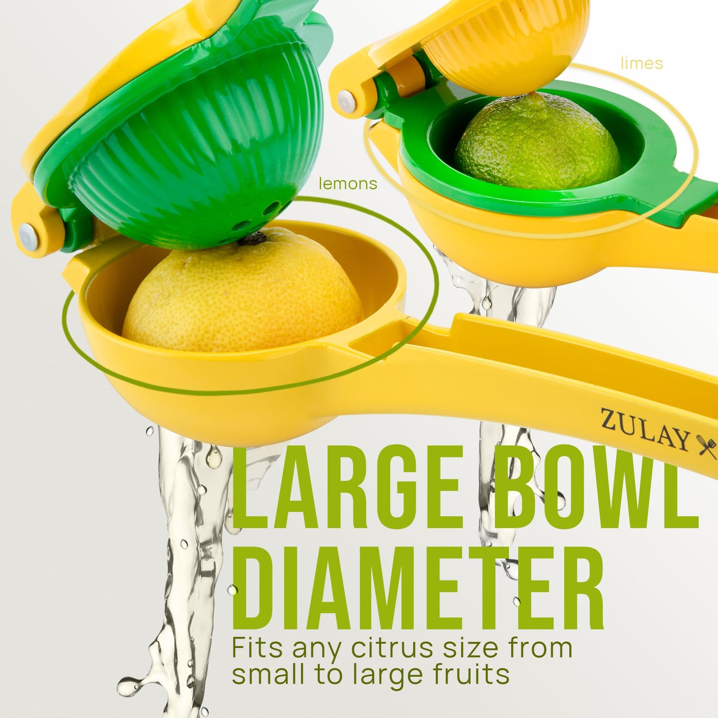 Zulay Kitchen 2-in-1 Lemon Squeezer – Heavy-Duty Hand Juicer for Max Extraction, Easy-Clean Manual Citrus Press, Yellow/Green