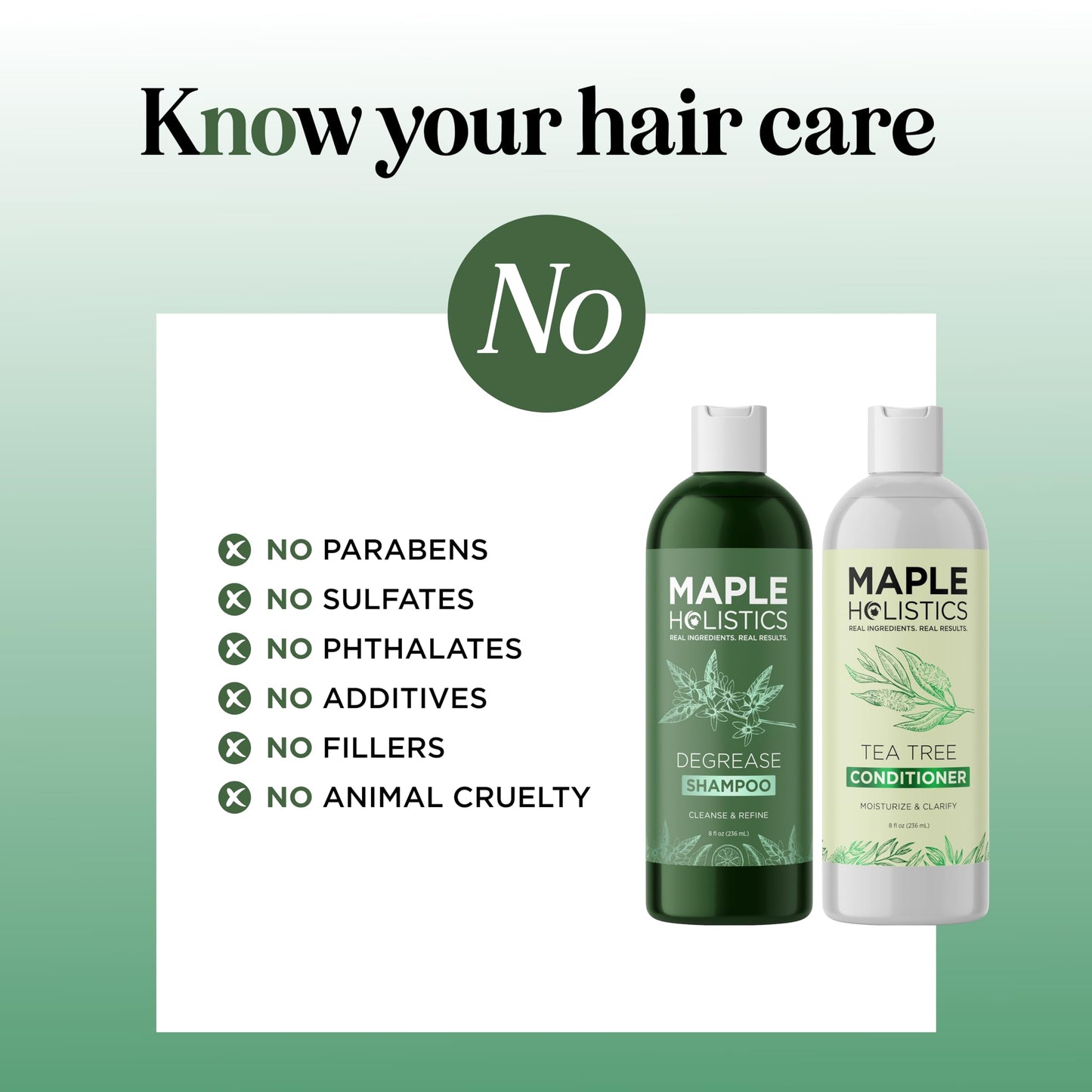 Shampoo and Conditioner for Oily Hair and Scalp - Sulfate and Paraben Free Shampoo and Conditioner Set for Oily Hair Care with Deep Cleansing Tea Tree