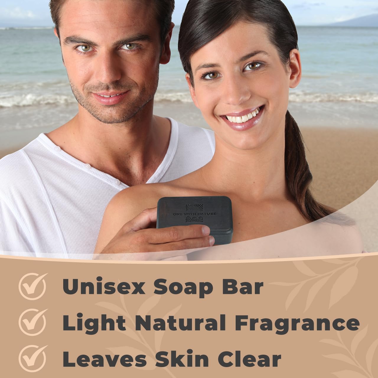 One With Nature Activated Charcoal Soap 7oz 3-Pack - Detoxifying and Exfoliating Charcoal Soap Bar with Dead Sea Salt for Face & Body, for Men & Women