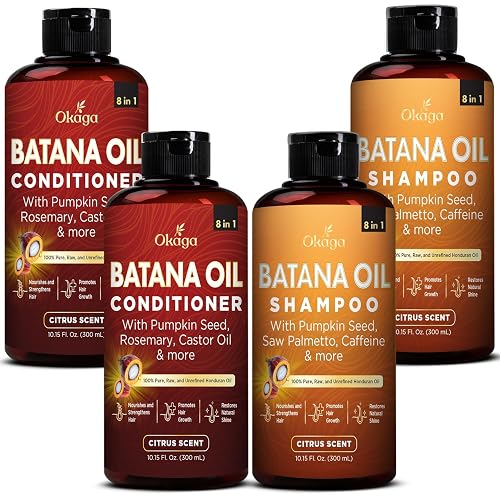 Batana Oil Shampoo & Conditioner Bundle, Aloe Vera Leaf Juice, Saw Palmetto, Caffeine, Biotin, Jojoba, Pumpkin Seed, Castor, Rosemary & Hydrolyzed