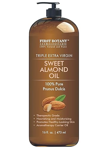 First Botany Cosmeceuticals, Cold Pressed Sweet Almond Oil - Triple AAA+ Grade Quality, For Hair, For Skin and For Face, 100% Pure and Natural