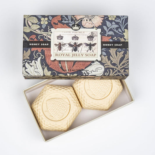 Baudelaire Apiana Double Bar Swiss Honey Soap in Gift Box, Royal Jelly, 3.5 oz, 2 count