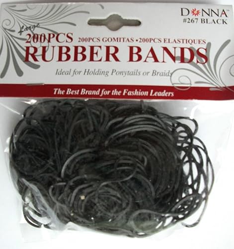 Donna Collection Elastic Bands, Black, 200 Count