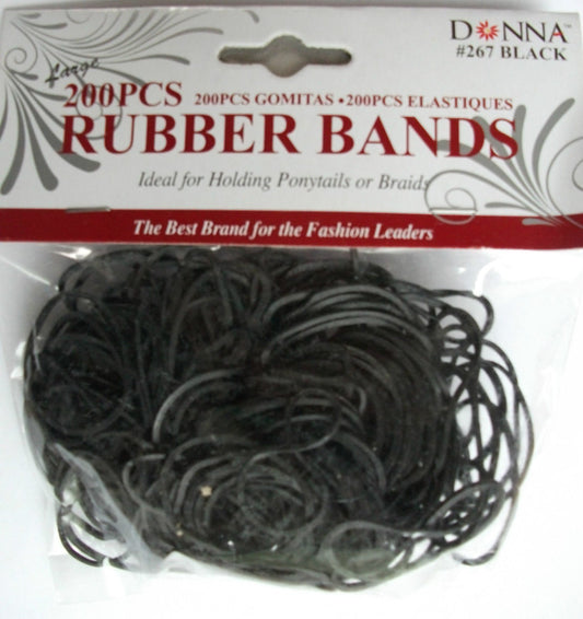 Donna Collection Elastic Bands, Black, 200 Count