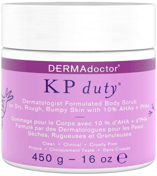 DERMAdoctor KP Bump Eraser Body Scrub with 10% AHAs + PHAs for Keratosis Pilaris, Dry, Rough, and Bumpy Skin, Dermatologist Formulated Exfoliating