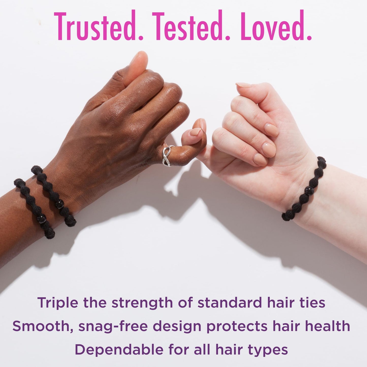 Goody Ouchless Forever Hair Elastics, 10 Ct, Black, Damage-Free Bands, 3X Stronger Elastic Ties, Retainable Shape, 16 Strand Inner Core, Styling Beauty and Personal Care GOODY