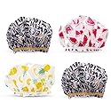 Betty Dain Reusable Vinyl Shower Cap & Bath Cap (4 Pack), Frosted PEVA Elastic Stretch Hem. Waterproof Stretchy Hair Cap for all Hair Lengths