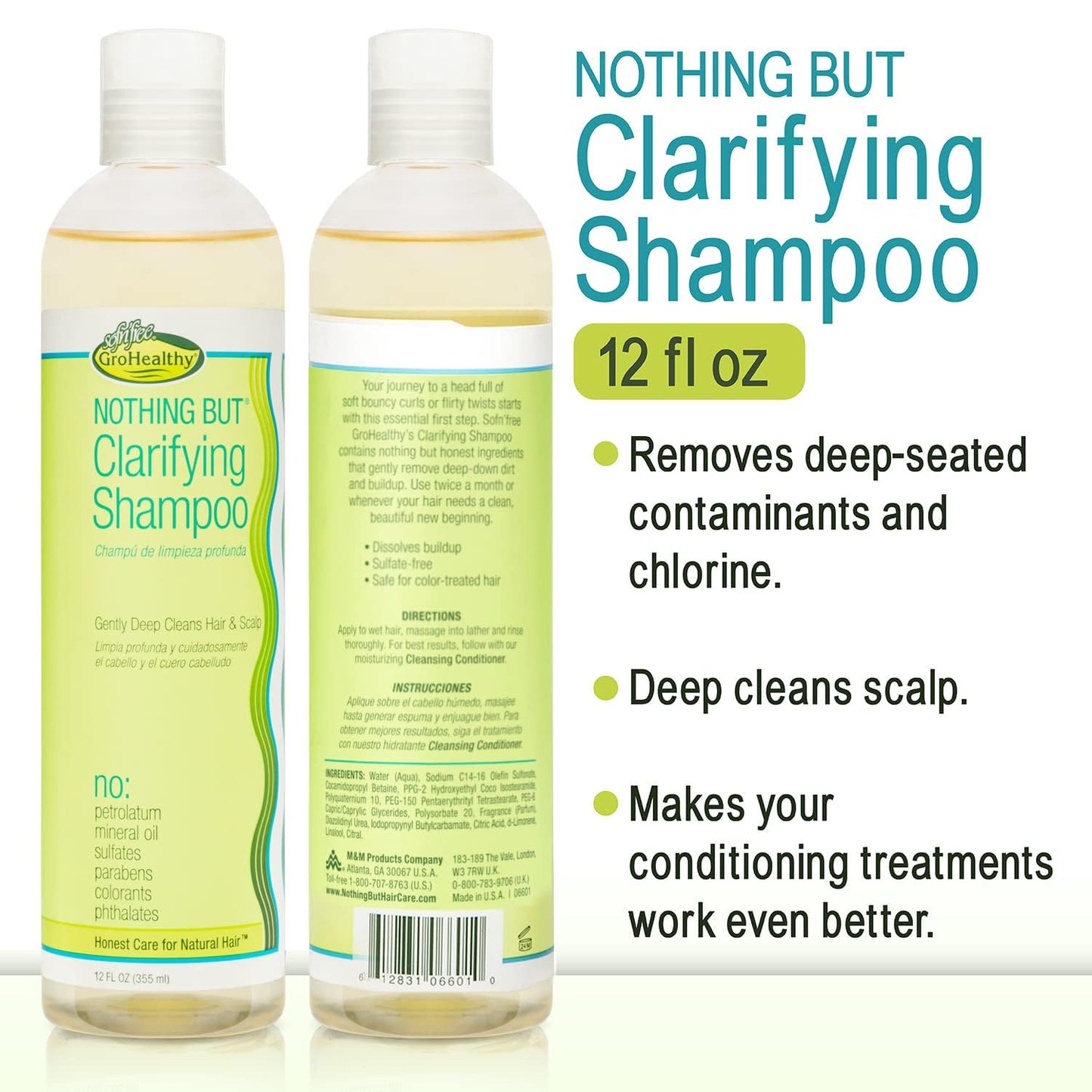 NOTHING BUT Clarifying Shampoo Sulfate-Free Detox for Natural Hair - Hair Shampoo - Removes Buildup - 12oz - Pack of 2