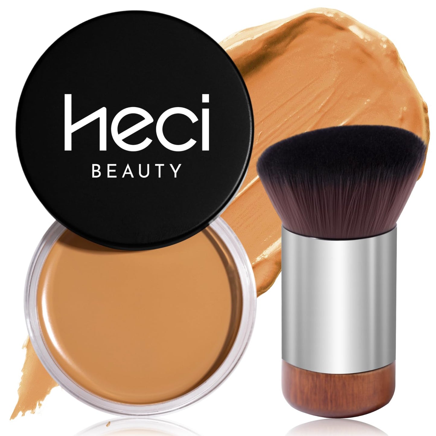HECI BEAUTY Cream Bronzer with Brush, Creamy & Highly Pigmented Formula, Blendable Cream Contour Makeup with a Natural, Matte Finish - Buildable