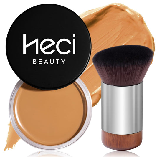 HECI BEAUTY Cream Bronzer with Brush, Creamy & Highly Pigmented Formula, Blendable Cream Contour Makeup with a Natural, Matte Finish - Buildable