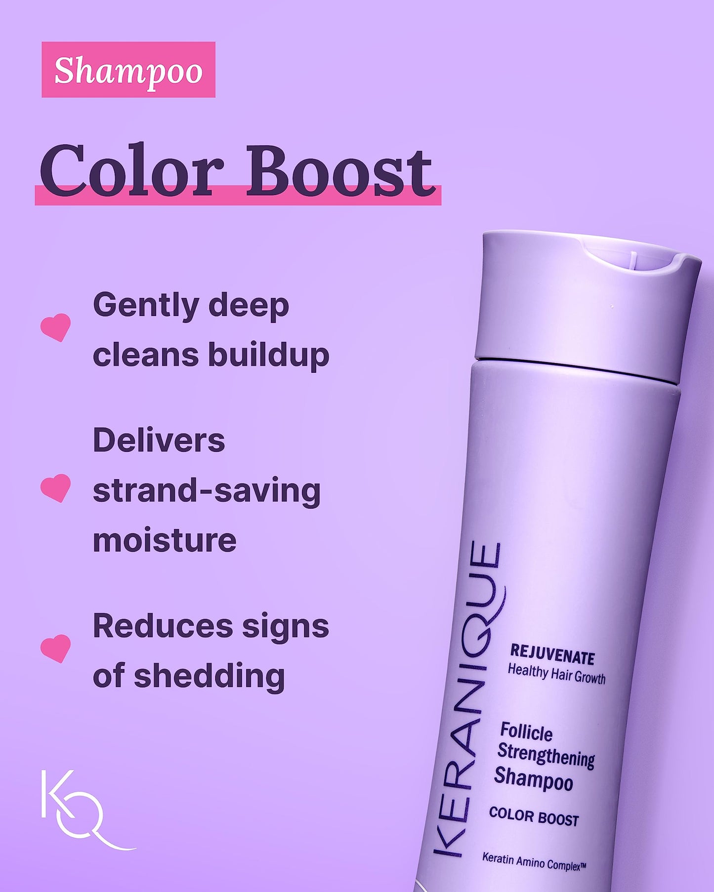 Keranique Color Treated Shampoo and Conditioner Set with Follicle Booster Hair Serum - Keratin Enriched Color Boost Set w/Shampoo, Conditioner