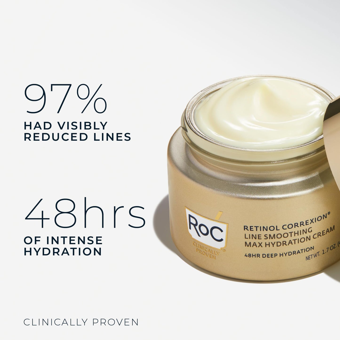 RoC Retinol Correxion Max Daily Hydration Anti-Aging Face Moisturizer with Hyaluronic Acid, Oil Free Skin Care Cream for Fine Lines, Dark Spots