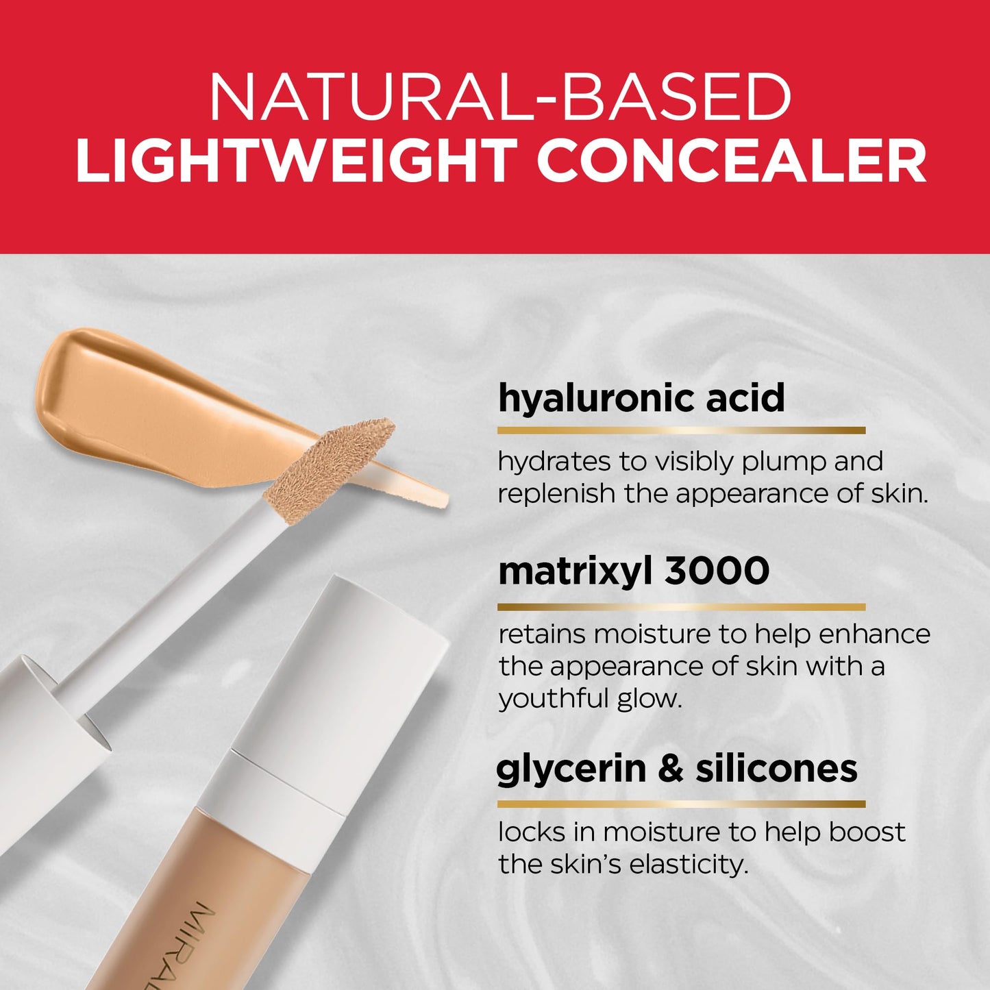 Mirabella Invincible For All Perfecting Under Eye Concealer Full Coverage - Hydrating Makeup Concealer for Dark Circles, Fine Lines & Wrinkles