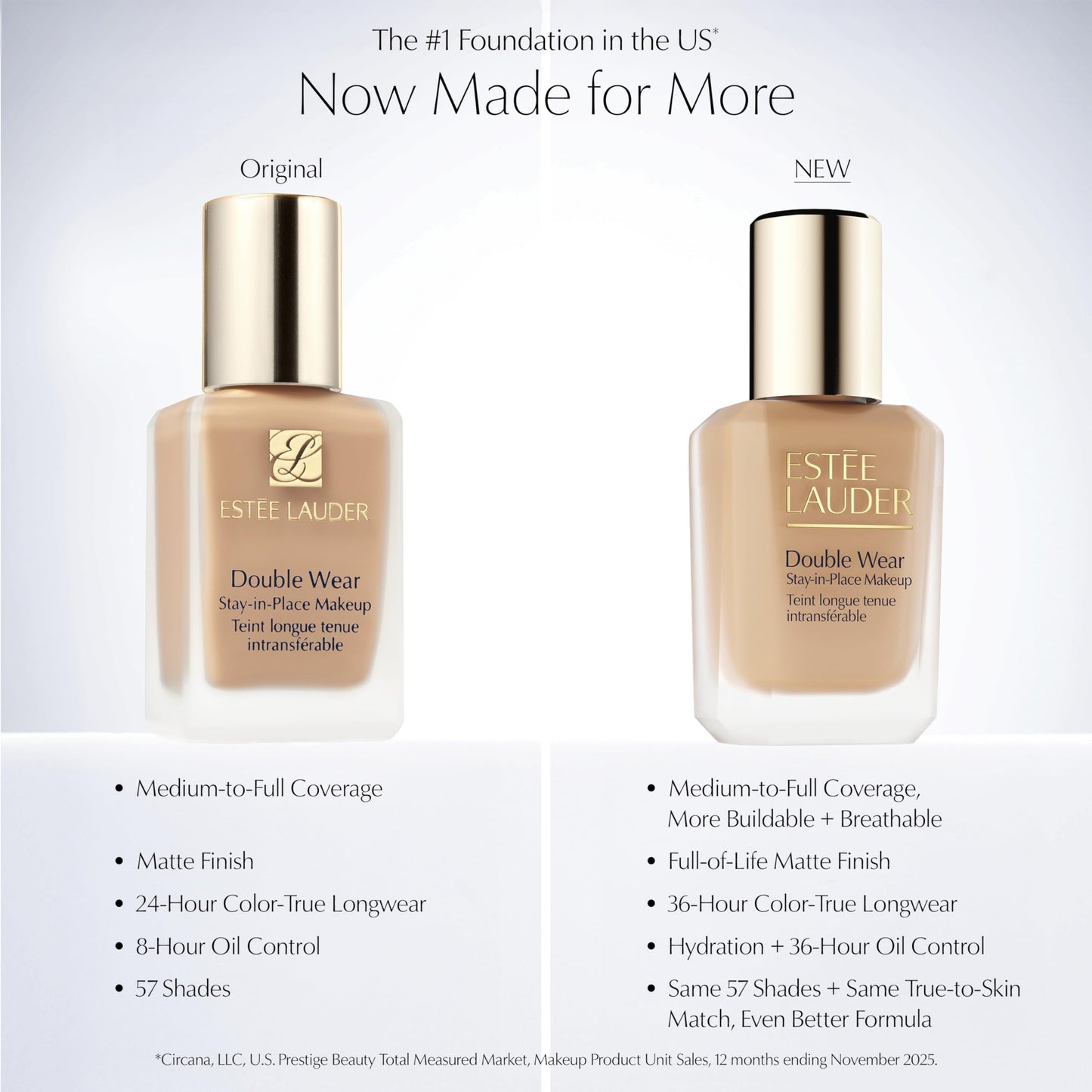 Estée Lauder Double Wear Stay-in-Place Foundation Makeup | 36-Hour Long-Wear Matte Foundation, 1 Fl Oz, 3W2 Cashew