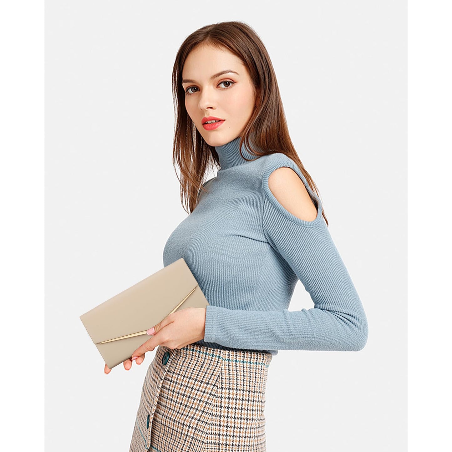 Women’s Evening Handbag Vegan Leather Ladies Envelope Clutch Classic Elegant Purse Bags