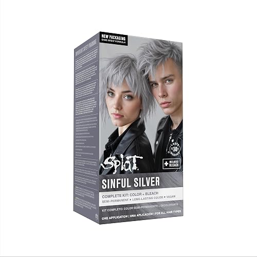 Splat | Complete Kit | Hair Dye | Semi-Permanent | Long Lasting | Vegan and Cruelty-Free (Sinful Silver)